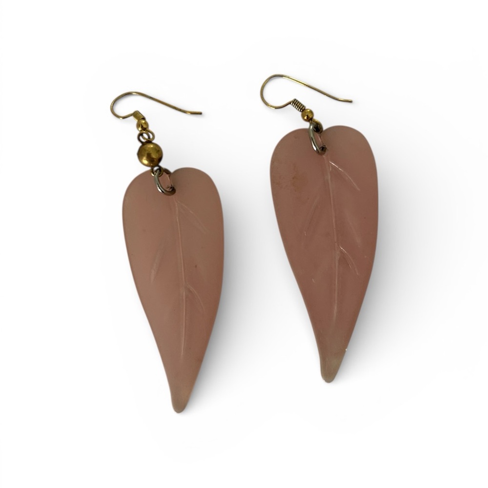 Vintage 80’s Pink Leaf Drop Earrings